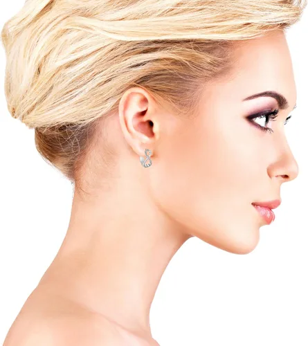 Vista 3 de Jewelry Bliss Aretes de plata de ley infinita con diamantes naturales para mujer, piedra de abono de abril para mujer, ideales para aniversario, día