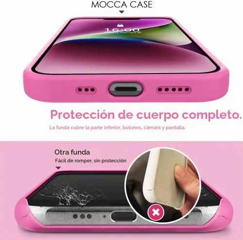 Vista 6 de MOCCA Compatible con funda para iPhone 14 Plus con soporte de anillo Forro de microfibra súper suave Funda protectora de silicona líquida