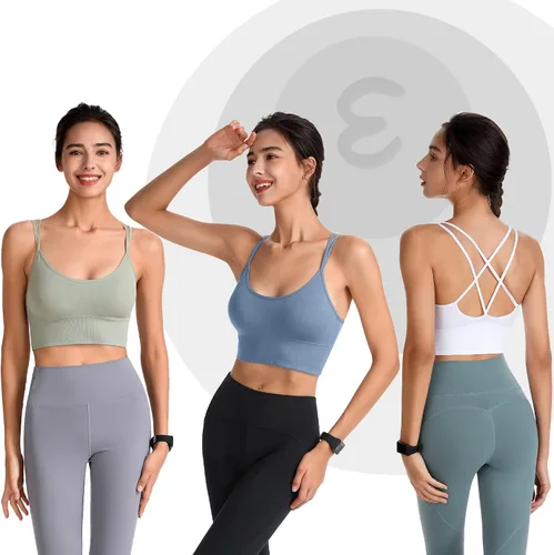 Vista 2 de Evercute - Brasier deportivo con relleno, con espalda cruzada, tirantes delgados y cruzados, para entrenamiento, de yoga, entrenamiento físico, bajo