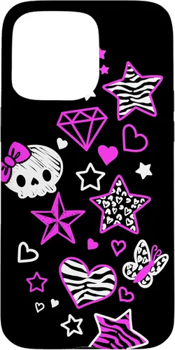 Vista 28 de Carcasa estética para iPhone 16 McBling Doodles Bimbo Trashy Y2K Animal Print Star