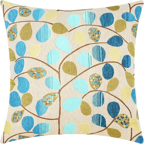 Vista 13 de CaliTime Funda de cojín para sofá, decoración del hogar, felpilla de lujo con hojas bonitas de ambos lados, 18 x 18 pulgadas, color azul crudo