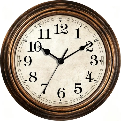 Vista 16 de Reloj de pared de 9 pulgadas, silencioso sin tictac, clásico, funciona con pilas, decorativo para sala de estar, dormitorio, baño, cocina y oficina