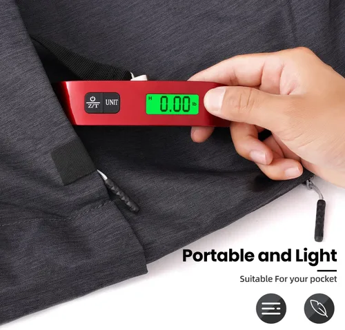 Vista 6 de BAGAIL Báscula digital de equipaje, báscula de equipaje colgante de 110 libras con pantalla LCD retroiluminada, báscula de pesaje portátil
