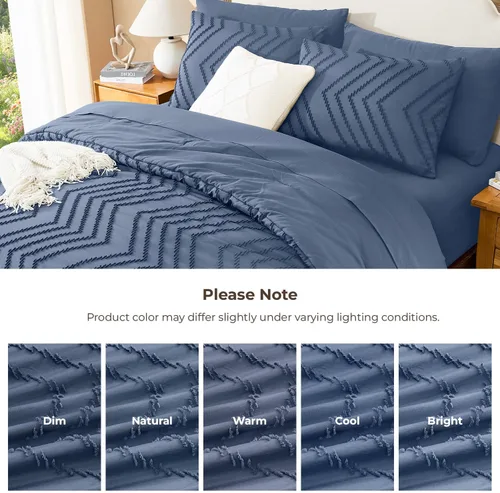 Vista 9 de Litanika Juego de edredón individual XL - 5 piezas Boho copetudo cama en una bolsa Azul Egeo