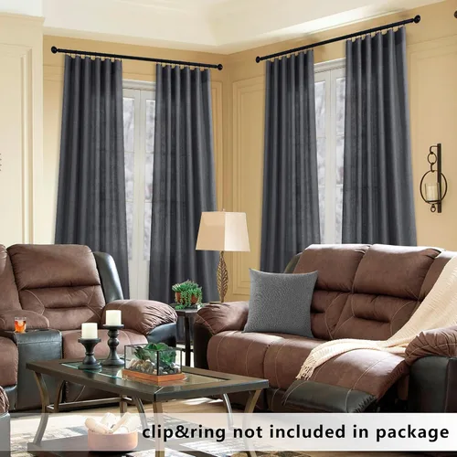 Vista 124 de KOUFALL Juego de 2 cortinas de puerta francesa, cortinas de lino para puerta/ventana, cortina transparente boho para cristal lateral delantero