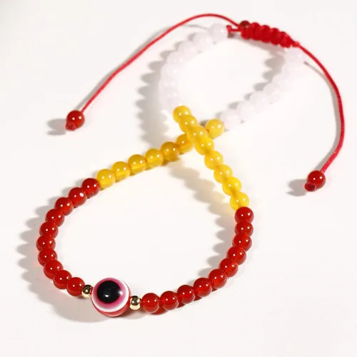 Vista 5 de Jewever Pulseras tobilleras con ojo malvado para mujer, cristales curativos energéticos y piedras preciosas, piedra de preocupación, playa