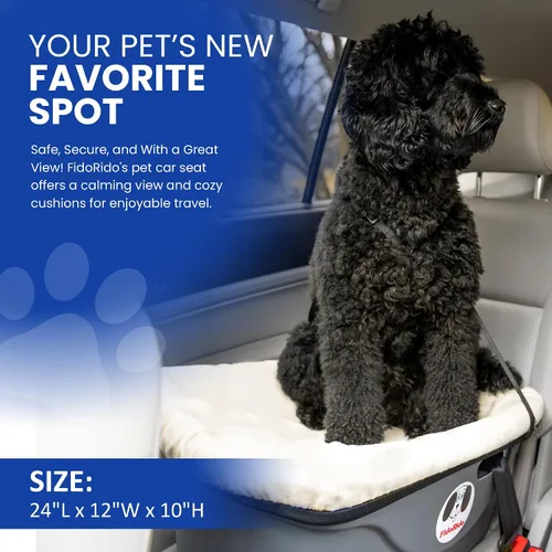 Vista 5 de FIDORIDO Asiento de automóvil para perro, asiento de auto con funda, arnés y correas, base de plástico duradero, cómodos cojines, fácil de instalar