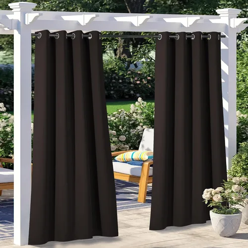 Vista 206 de NICETOWN Cortina para Exteriores para Patio Impermeable de 84 Pulgadas de Ancho, Aislamiento Térmico con Ojales Antioxidantes Bloqueo UV Cortina