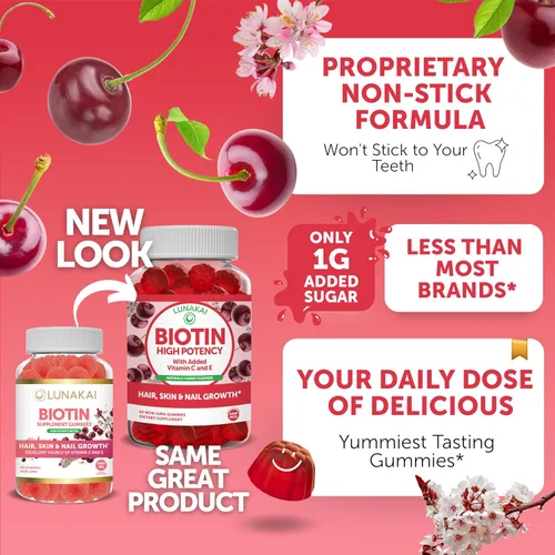 Vista 4 de Paquete de gomitas prenatales y de biotina Lunakai - Gomitas multivitamínicas para el embarazo con hierro y ácido fólico - Suplemento