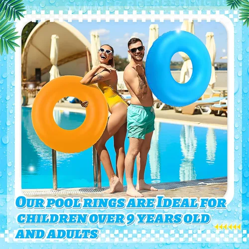 Vista 6 de Civaner 12 flotadores inflables para piscina, tubos de natación de neón de 35 pulgadas para adultos, flotadores de piscina a granel para playa