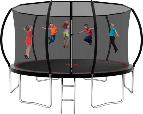 Vista 19 de Trampolín de 1500 libras, 10 pies, 12 pies, 14 pies, 15 pies, 16 pies, con luces LED, rociador, altavoz de música y calcetines, trampolín