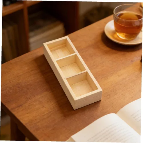 Vista 5 de Tea Bag Storage Organizer Wooden 3 Compartment Box for Coffee Bars