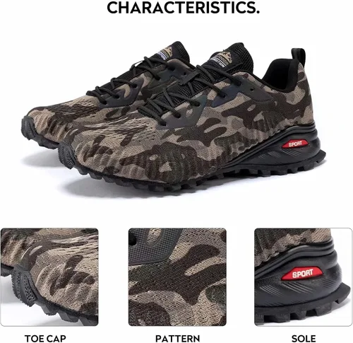 Vista 3 de Kricely Tenis de correr para hombre, para caminar, senderismo, tenis para hombre, tenis cruzado, tenis al aire libre, calzado casual