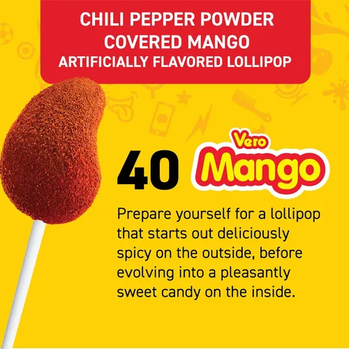 Vista 5 de Vero Paletas con sabor a mango cubierto de chile, 40 piezas