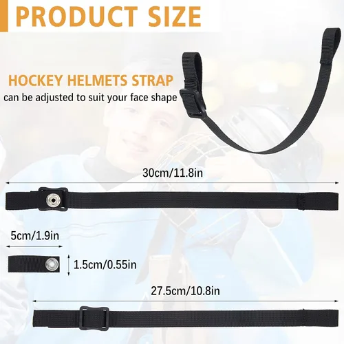 Vista 2 de Hockey Helmet Chin Strap Single Snap Detachable Sports Strap Replacement Ear Loops adjustable buckle Accessory Repair Kit
