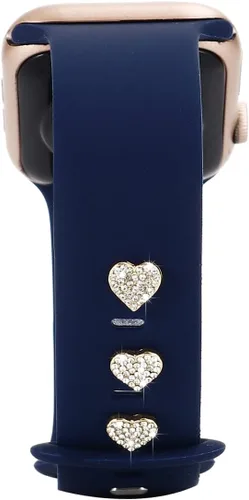 Vista 9 de 3 piezas de clavos decorativos de metal brillante compatibles con Apple Watch Band 45/44/42/41/40/38mm bandas de silicona para mujeres iWatch Series