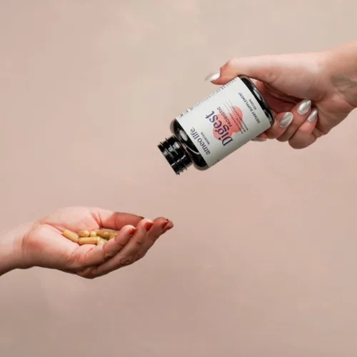 Vista 6 de Ameo Life Probiótico para la salud digestiva e intestinal – Bacillus Subtilis & Bacillus coagulans con aloe vera, cúrcuma, psyllium, olmo