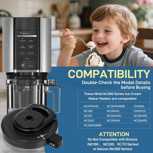 Vista 4 de Tapa exterior para helados Ninja Creami, tapa de repuesto reutilizable Ninja Creami compatible con NC299AMZ/NC301/NC300 Series para piezas