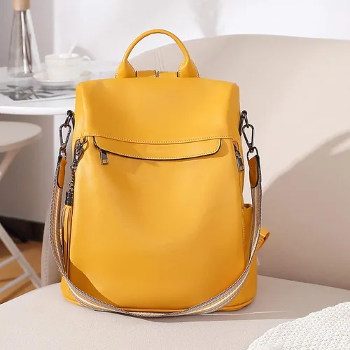 Vista 6 de Bromen - Mochila tipo bolso de mano de piel antirrobo para mujer a la moda