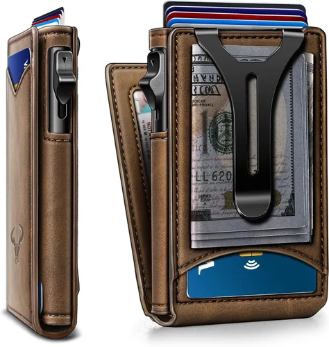 Vista 15 de Cartera BULLIANT para hombre, cartera con clip para billetes delgada para regalo para hombre, 9 tarjetas - Estuche de tarjeta de crédito de metal