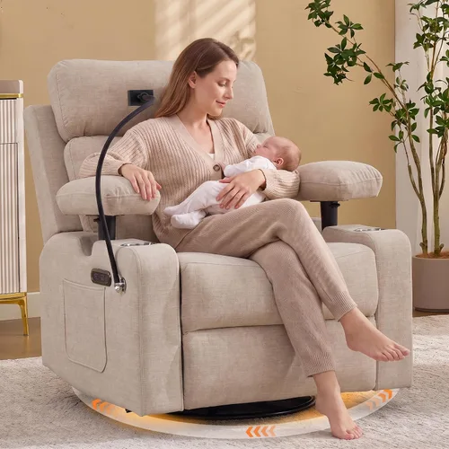 Vista 10 de Reclinador eléctrico para guardería, deslizador giratorio Gris