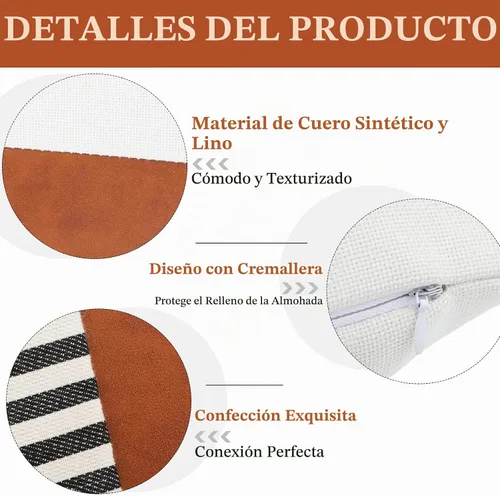 Vista 3 de Buryeah 9 fundas de almohada de cuero de 18 x 18 pulgadas, fundas de almohada modernas de cuero sintético a rayas para dormitorio, sala de estar