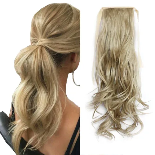 Vista 26 de Extensiones de cabello sintético de 20 pulgadas, 3.17 oz, ondulado, rizado, resistente al calor, fibra sintética para mujer
