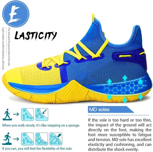 Vista 5 de WETIKE - zapatillas de básquetbol antideslizantes para niños y niñas, zapatillas para correr al aire libre (niños pequeñosniños grandes)
