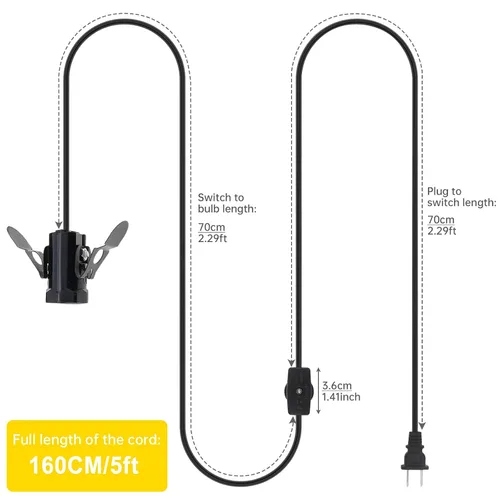 Vista 6 de RTNLIT Cable de repuesto para lámpara de sal, cable de luz nocturna con enchufe de bombilla E12, enchufe de interruptor giratorio para accesorios