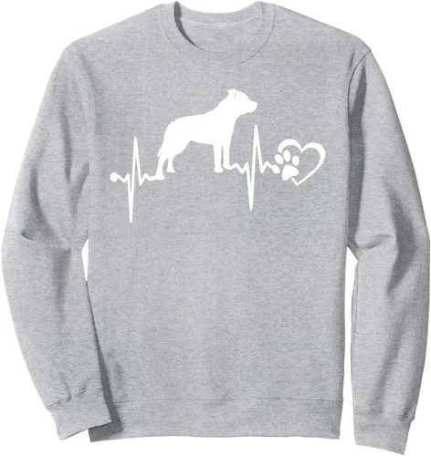 Vista 3 de Staffordshire Bull Terrier Dog Paw Heartbeat Funny Puppy Sweatshirt Negro
