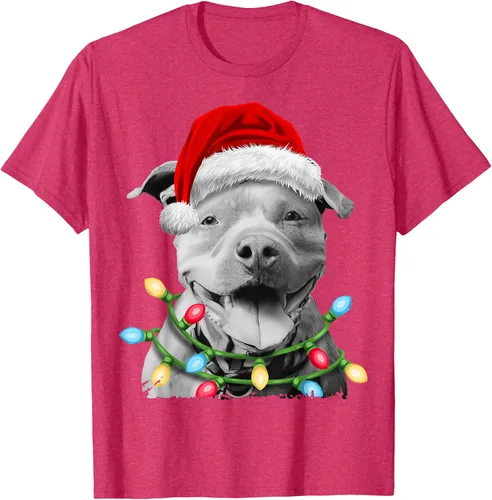 Vista 28 de Pit Bull Santa - Camiseta de perro con luces para árbol de Navidad para niños, Negro, S