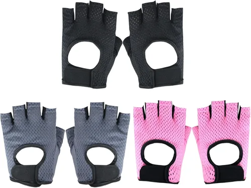 Vista 6 de Guantes de fitness para hombres y mujeres, antideslizantes, de silicona, transpirables, guantes de entrenamiento para levantamiento de pesas