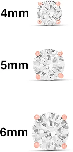 Vista 4 de Tienda Essentials 14K Gold Plated Sterling Silver Round or Princess Cut Cubic Zirconia Stud Earring Set