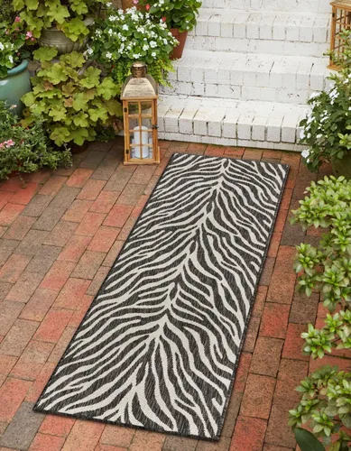 Vista 10 de Unique Loom Outdoor Safari Collection - Alfombra de área - Tsavo (2' x 3' 1", rectangular, azul/marfil)