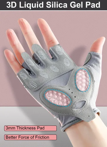 Vista 3 de Guantes de entrenamiento para mujeres y hombres, de gel de sílice semisólido, antideslizantes, guantes de levantamiento de pesas para mujeres