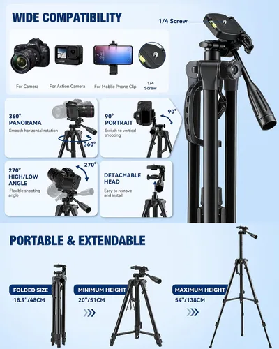 Vista 4 de Kit de vlogging para iPhone/Android, TikTok YouTube Kit de inicio para grabación de video con micrófono inalámbrico magnético, trípode de cámara
