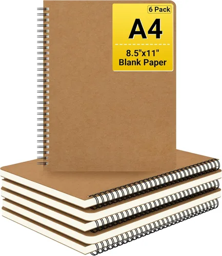 Vista 9 de EUSOAR Cuaderno en espiral en blanco de tapa dura, B5, 6 paquetes de 7.3 x 10.2 pulgadas, cuadernos de escritura de viaje, bloc de notas de notas