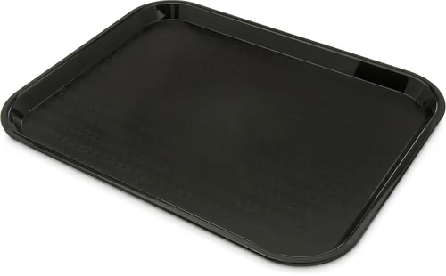 Vista 2 de Carlisle FoodService Products Bandeja de plástico para café de comida rápida, 14 x 18 pulgadas, bandeja de comida rápida de plástico negro y café