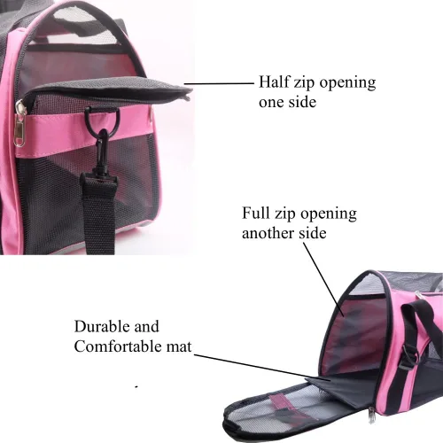 Vista 5 de ZaneSun Transportador para gatos, transportador de viaje para mascotas de lados suaves para gatos, perros y cachorros, bolsa plegable portátil