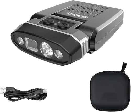 Vista 8 de SUNREI - Luz recargable con sensor de movimiento con clip en el sombrero con 150 lúmenes y 600 mAh, linterna giratoria para pesca, camping, correr