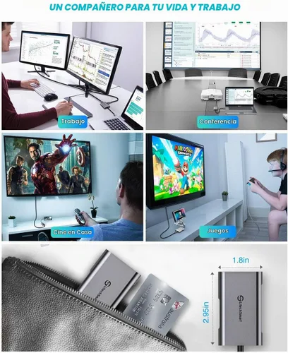 Vista 8 de Adaptador USB C a HDMI dual, concentrador USB C UtechSmart a HDMI 4 puertos