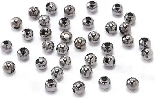 Vista 10 de 500 cuentas espaciadoras redondas de bronce de 0.079 pulgadas (0.079 in), cuentas de metal con semillas de extremo de bola lisas para fabricación