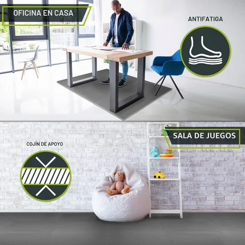 Vista 4 de ProsourceFit - Tapete para rompecabezas de ejercicio extra grueso de 1 pulgada, azulejos entrelazados de espuma EVA para protección y suelo 2-Gris