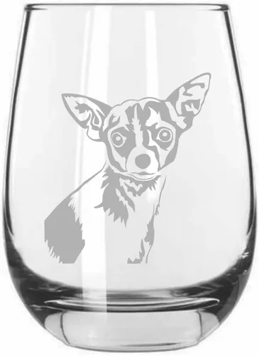 Vista 500 de Shar Pei (chino) - Vaso de vino sin tallo grabado para perro, 15.25 onzas