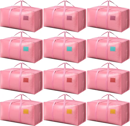 Vista 19 de Paquete de 6 bolsas de mudanza con cremallera lateral completamente abierta, extra grandes de 93 L, resistentes al agua, plegables para Negro