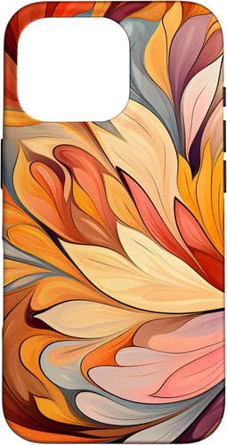 Vista 20 de iPhone 12 Pro Max Remolinos florales abstractos Funda de colores cálidos de otoño