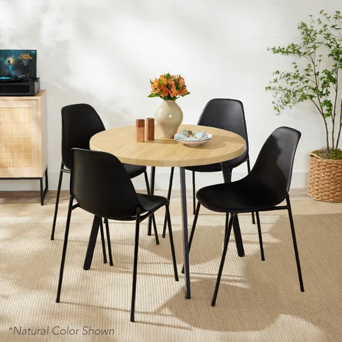 Vista 2 de Best Choice Products Mesa de comedor redonda con patas de acero - Marrón Negro