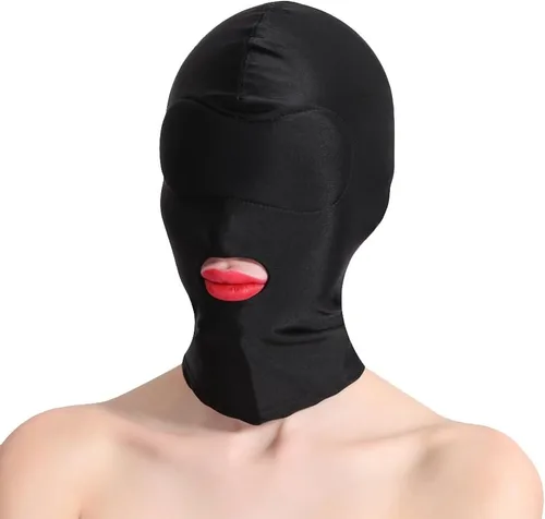 Vista 8 de ITODA Pasamontañas de cobertura completa para la cabeza sexual, máscara elástica de elastano, boca abierta, cosplay, Halloween