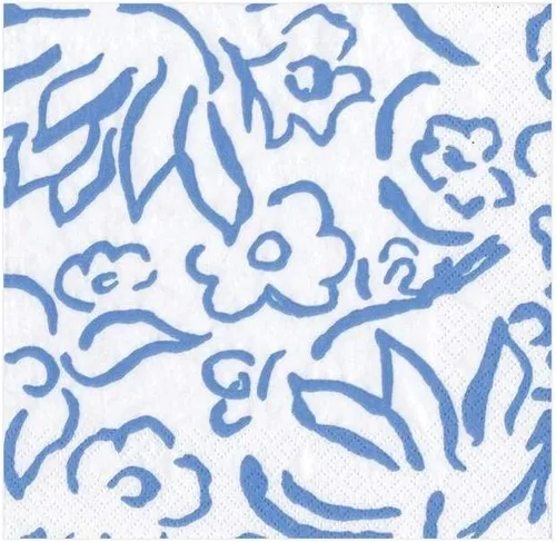 Vista 2 de Caspari Servilletas de cóctel de papel Matisse en color azul, 20 por paquete