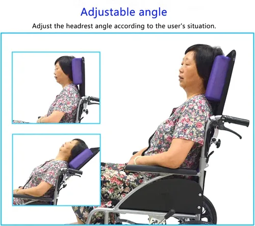 Vista 5 de Respaldo para reposacabezas de silla de ruedas, reposacabezas y cuello, cómodo cojín de respaldo de asiento tipo U, ángulo ajustable, baja